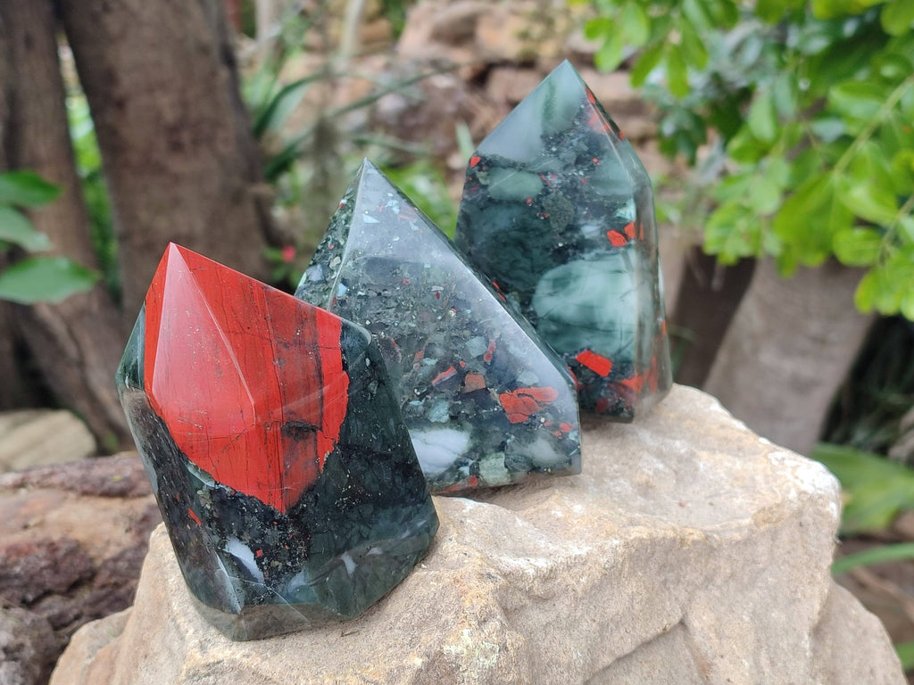 Polished Bloodstone Points x 3 From Swaziland - Toprock Gemstones and Minerals 