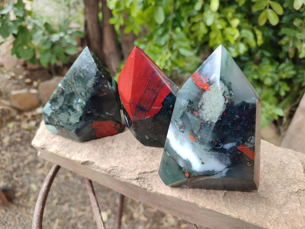 Polished Bloodstone Points x 3 From Swaziland - Toprock Gemstones and Minerals 