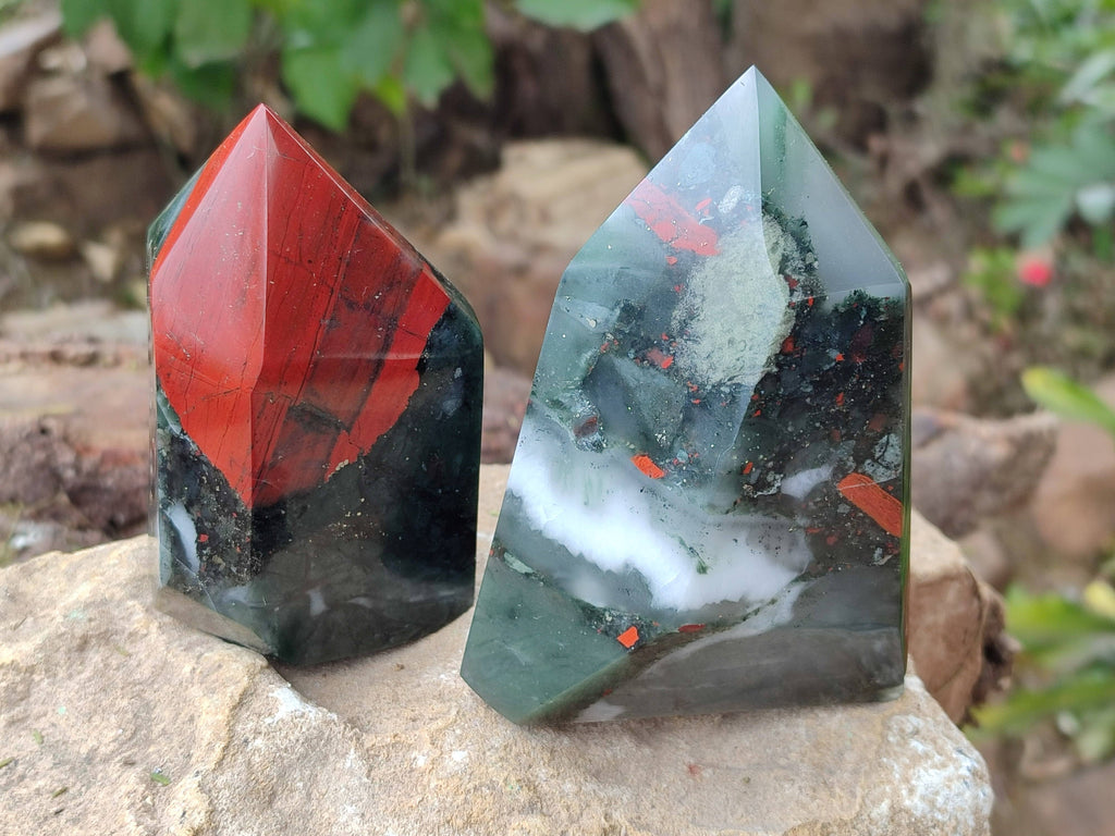 Polished Bloodstone Points x 3 From Swaziland - Toprock Gemstones and Minerals 