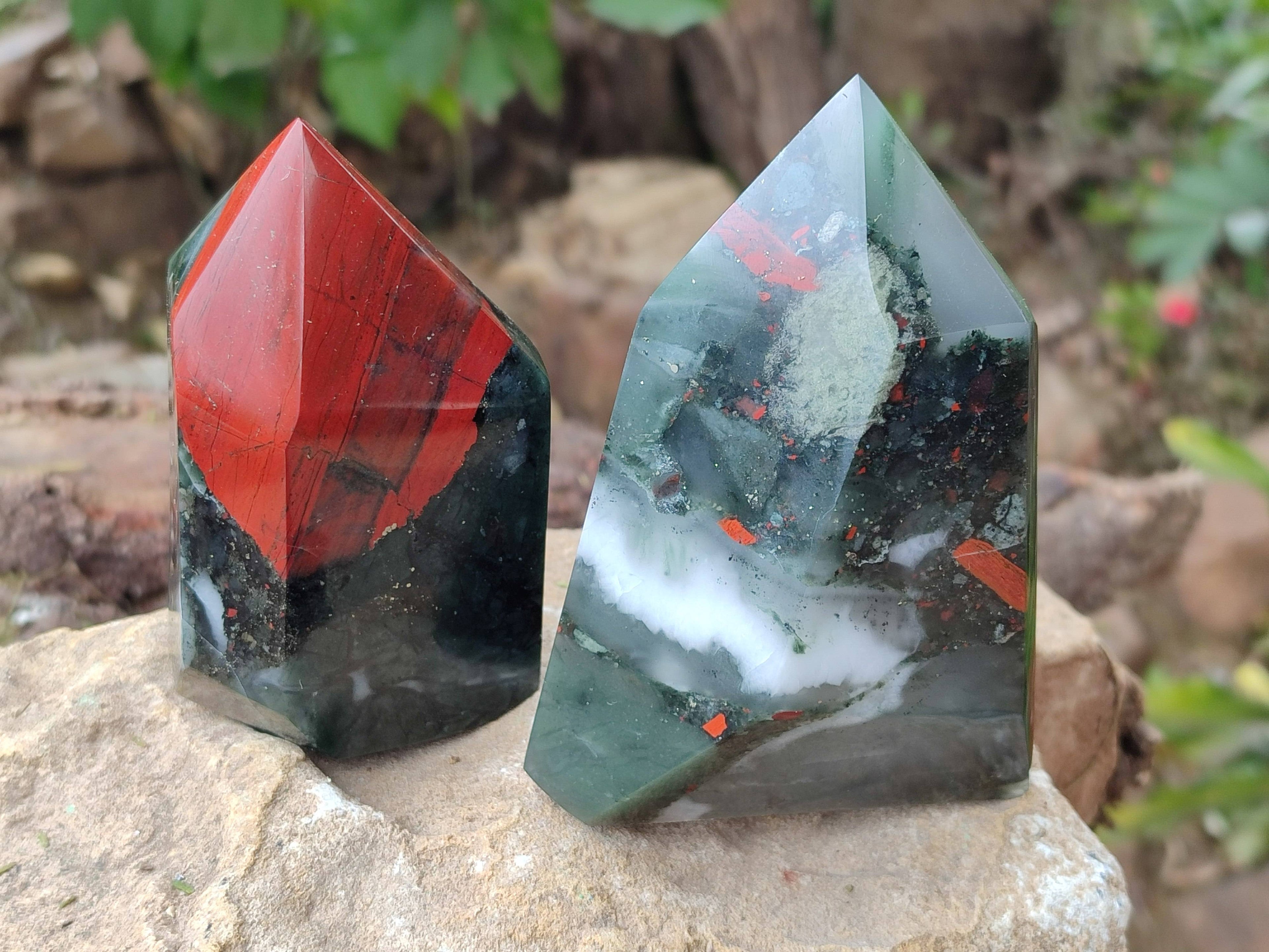 Polished Bloodstone Points x 3 From Swaziland - Toprock Gemstones and Minerals 