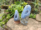 Polished Blue Lace Agate Standing Free Forms x 2 From Nsanje, Malawi - Toprock Gemstones and Minerals 