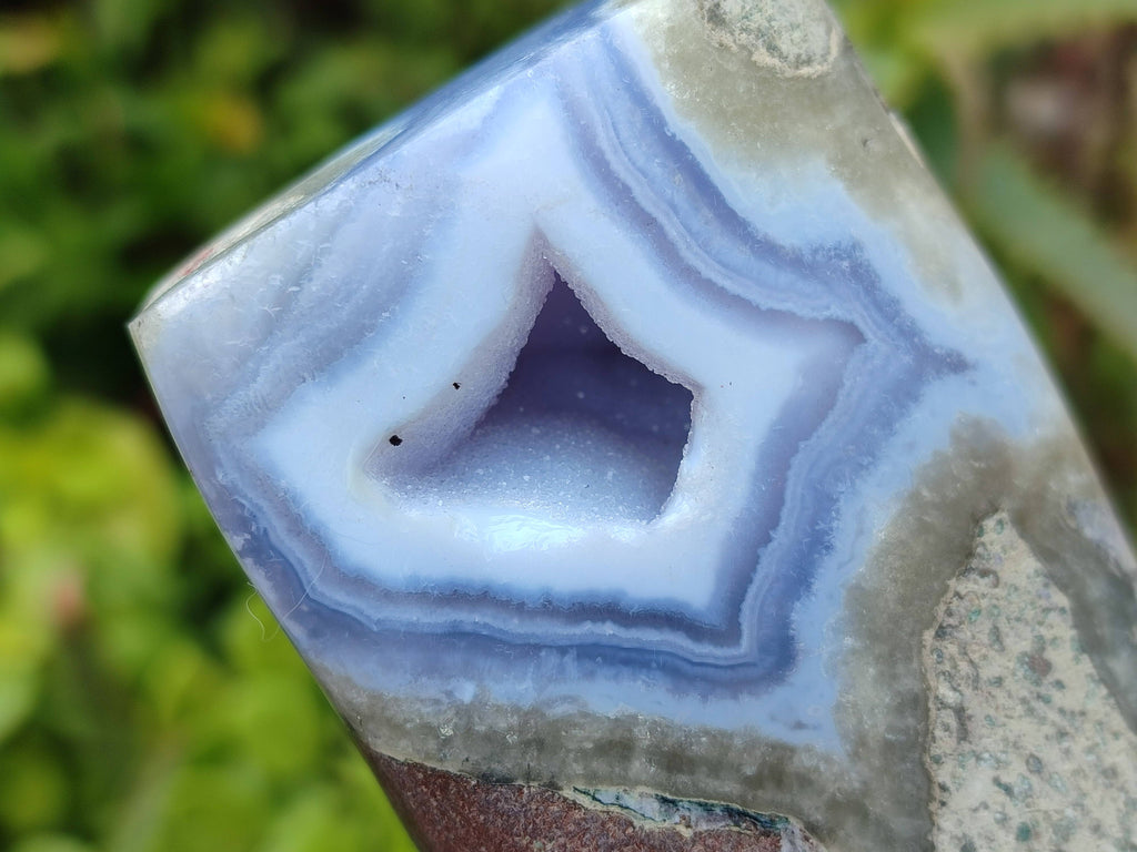 Polished Blue Lace Agate Standing Free Forms x 2 From Nsanje, Malawi - Toprock Gemstones and Minerals 