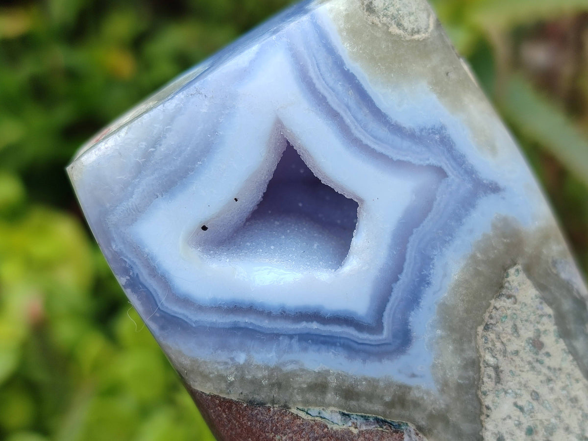 Polished Blue Lace Agate Standing Free Forms x 2 From Nsanje, Malawi - Toprock Gemstones and Minerals 