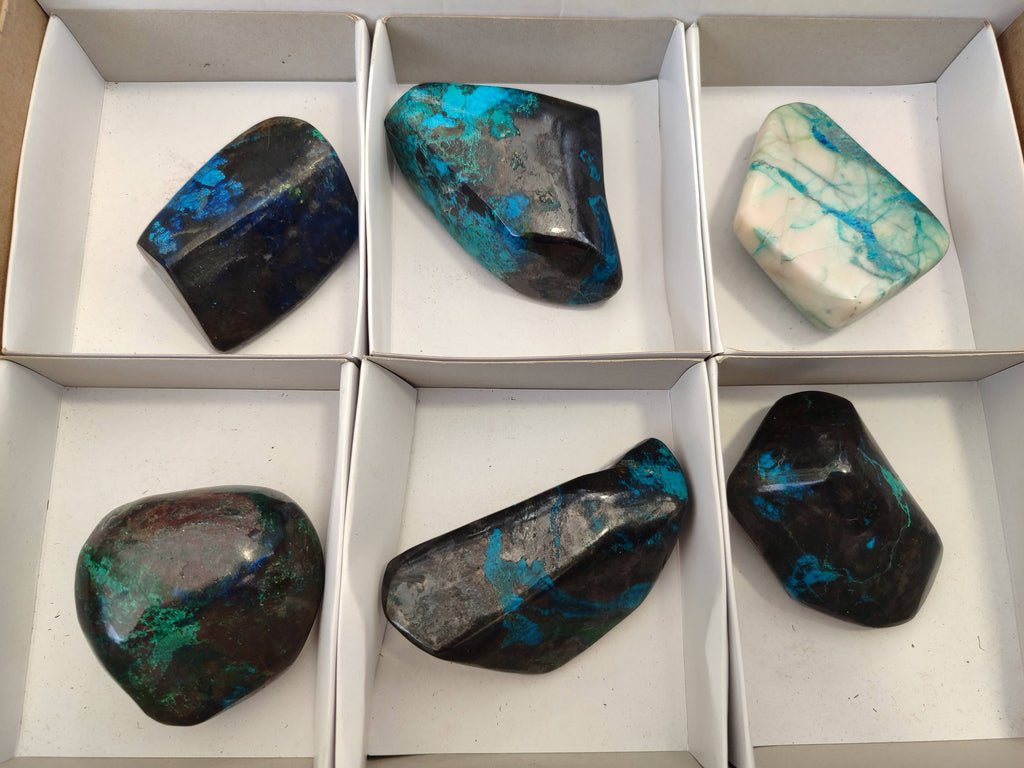 Polished Shattuckite Free Forms x 6 From Namibia - Toprock Gemstones and Minerals 