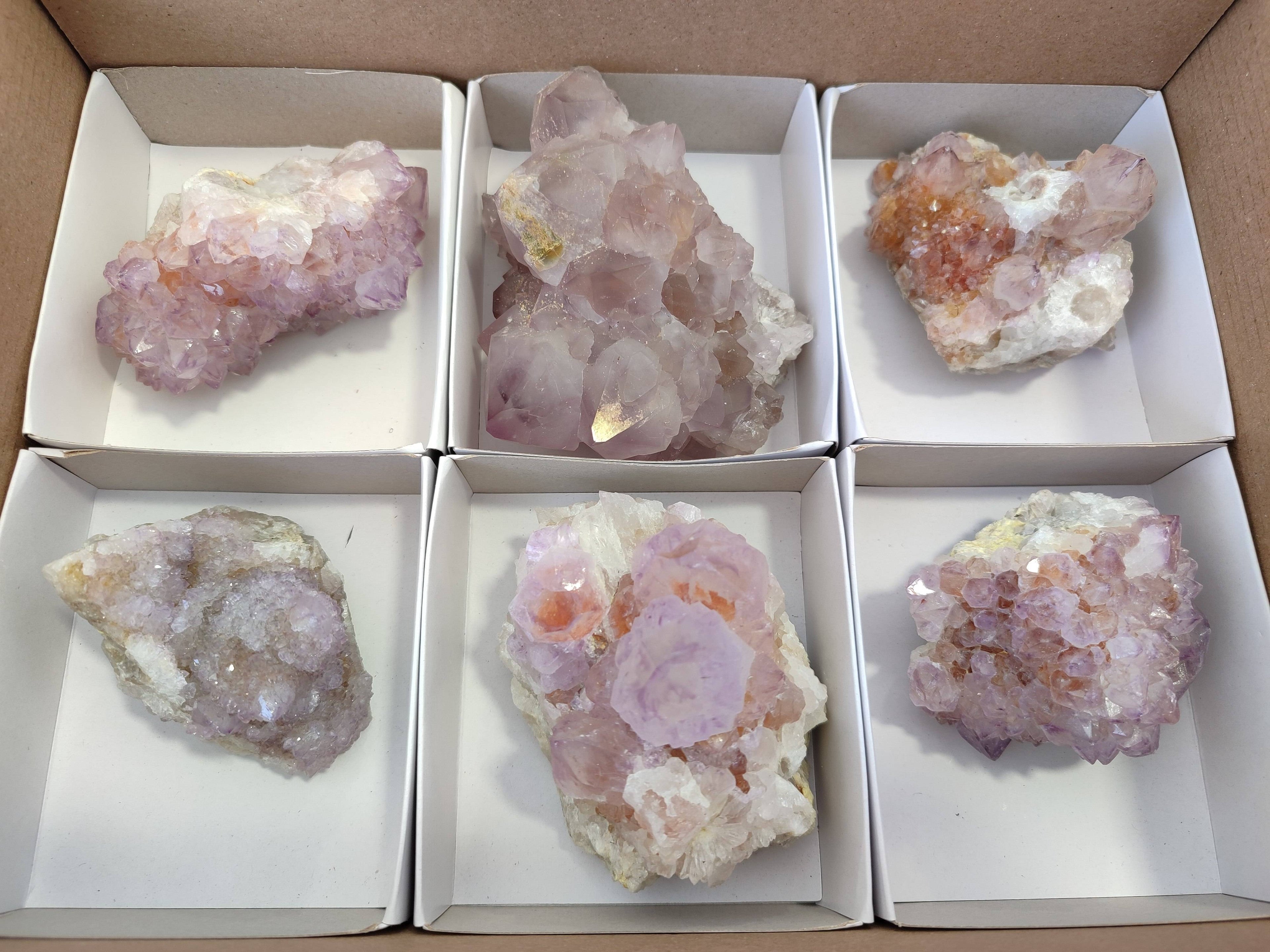 Natural Amethyst Spirit Quartz Clusters x 6 From Boekenhouthoek, South Africa - Toprock Gemstones and Minerals 