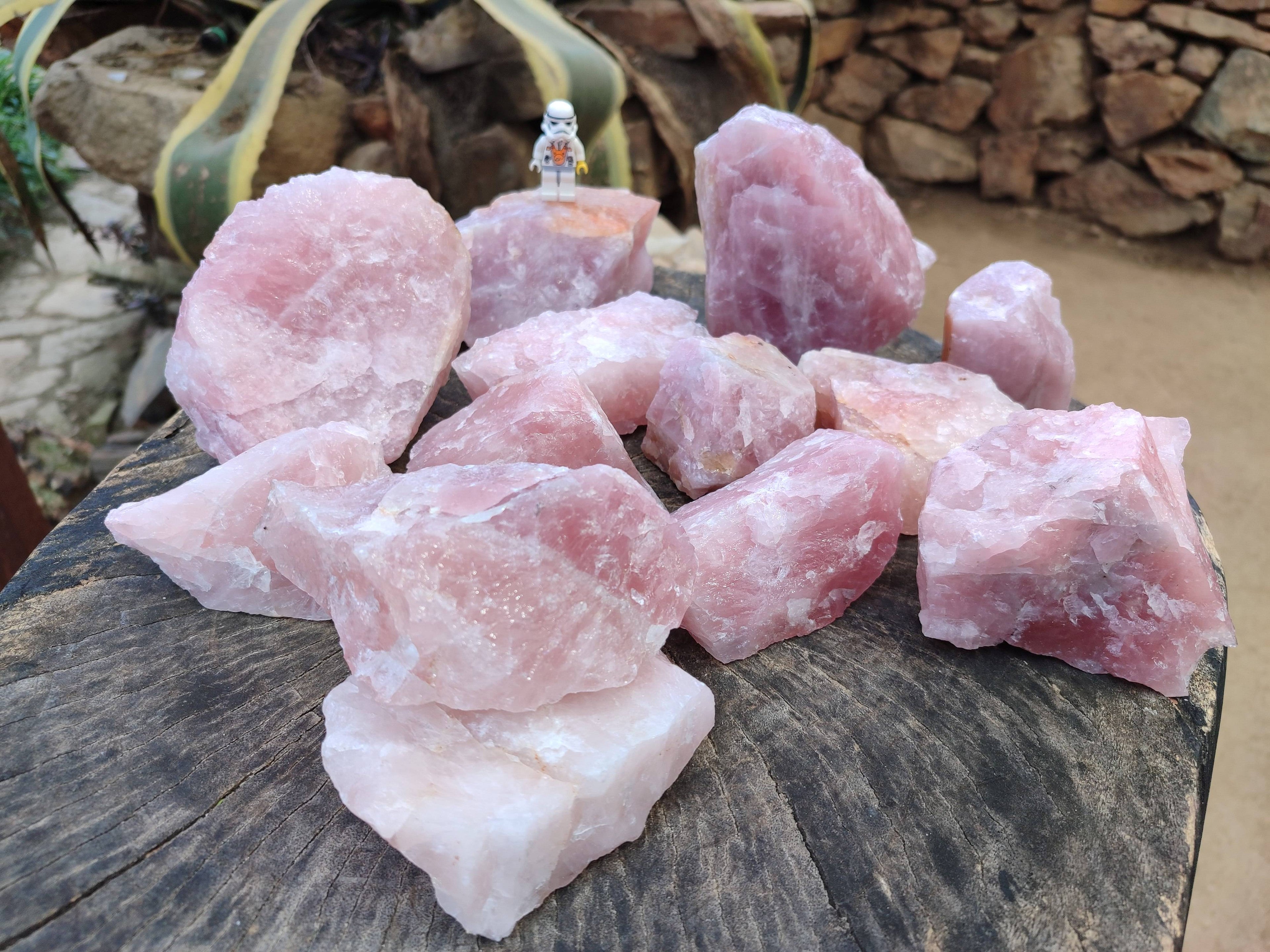 Natural Cobbed Rose Quartz Specimens x 15 From Northern Cape, South Africa - Toprock Gemstones and Minerals 