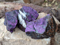 Natural Metallic Purpurite Specimens x 6 From Erongo, Namibia