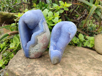 Polished Blue Lace Agate Standing Free Forms x 2 From Nsanje, Malawi