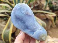 Polished Blue Lace Agate Standing Free Forms x 2 From Nsanje, Malawi