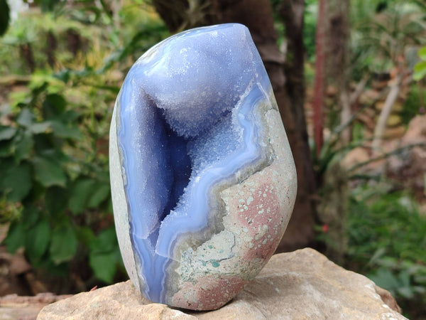 Polished Blue Lace Agate Standing Free Forms x 2 From Nsanje, Malawi