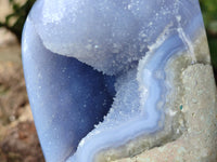 Polished Blue Lace Agate Standing Free Forms x 2 From Nsanje, Malawi