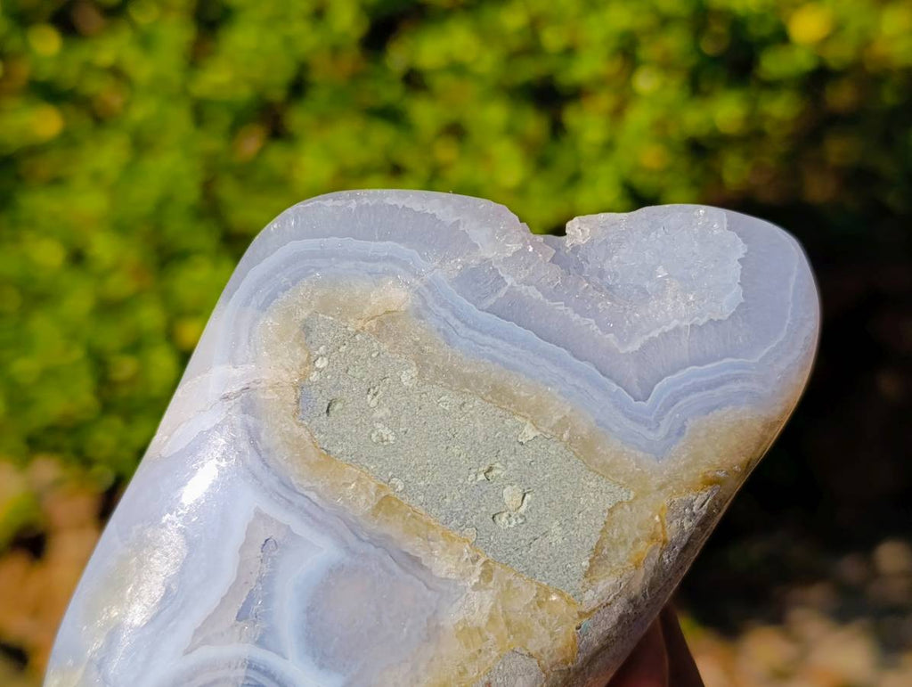 Polished Blue Lace Agate Standing Free Forms x 2 From Malawi - Toprock Gemstones and Minerals 