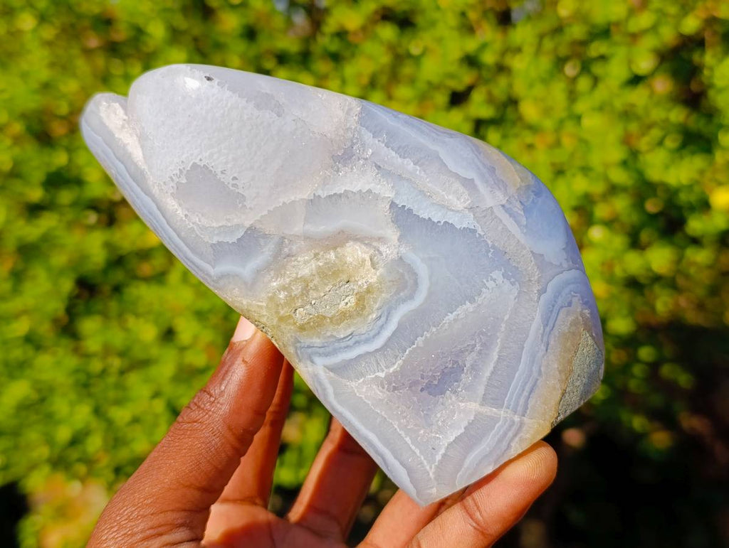 Polished Blue Lace Agate Standing Free Forms x 2 From Malawi - Toprock Gemstones and Minerals 