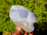 Polished Blue Lace Agate Standing Free Forms x 2 From Malawi