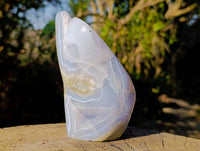 Polished Blue Lace Agate Standing Free Forms x 2 From Malawi