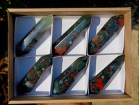 Polished Double Terminated Bloodstone Points x 6 From Swaziland