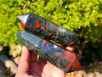 Polished Double Terminated Bloodstone Points x 6 From Swaziland