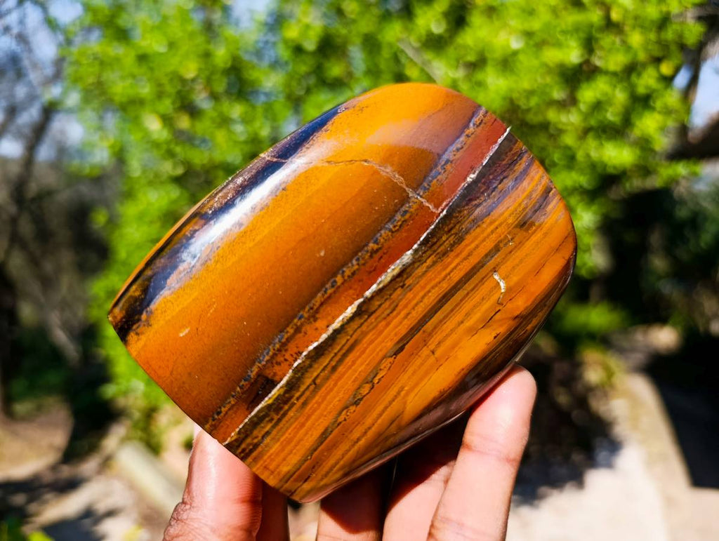 Polished Banded Tiger Iron with Tigers Eye Standing Free Forms x 3 From South Africa - Toprock Gemstones and Minerals 
