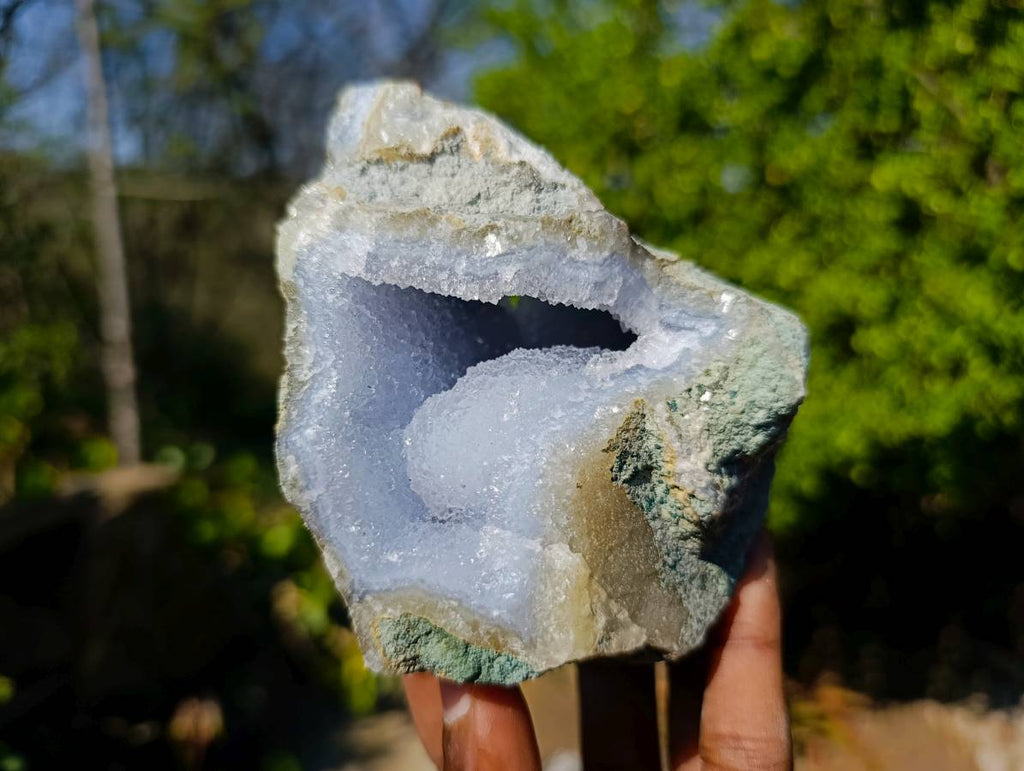Natural Blue Lace Agate Geode Specimens x 12 From Malawi - Toprock Gemstones and Minerals 