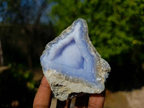 Natural Blue Lace Agate Geode Specimens x 12 From Malawi