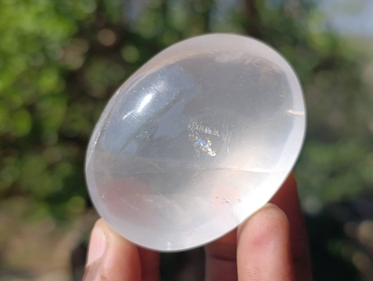 Polished Girasol Pearl Quartz Palm Stones x 12 From Ambatondrazaka, Madagascar - Toprock Gemstones and Minerals 