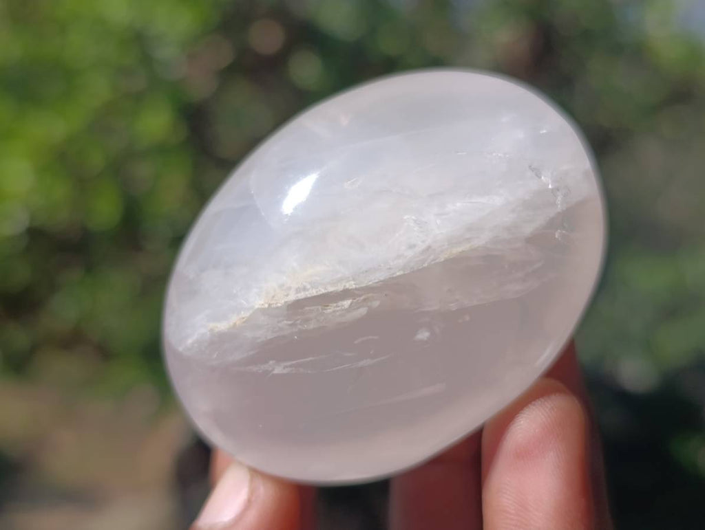 Polished Girasol Pearl Quartz Palm Stones x 12 From Ambatondrazaka, Madagascar - Toprock Gemstones and Minerals 