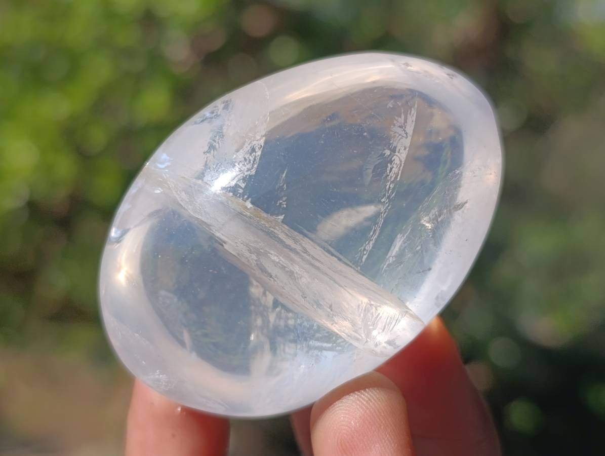 Polished Girasol Pearl Quartz Palm Stones x 12 From Ambatondrazaka, Madagascar - Toprock Gemstones and Minerals 