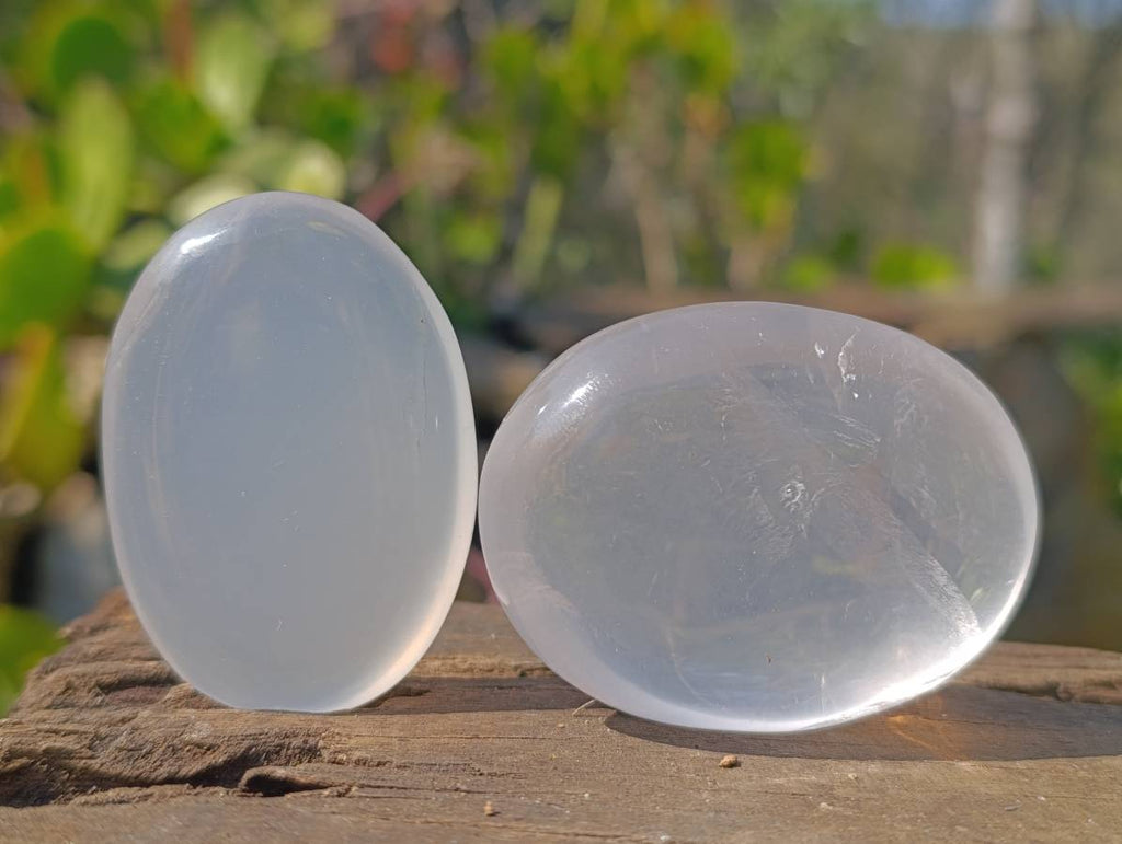 Polished Girasol Pearl Quartz Palm Stones x 12 From Ambatondrazaka, Madagascar - Toprock Gemstones and Minerals 