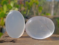 Polished Girasol Pearl Quartz Palm Stones x 12 From Ambatondrazaka, Madagascar