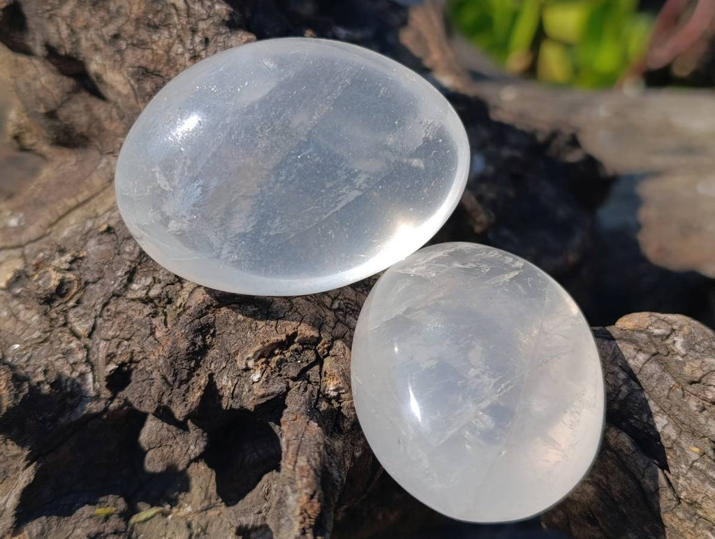 Polished Girasol Pearl Quartz Palm Stones x 12 From Ambatondrazaka, Madagascar - Toprock Gemstones and Minerals 