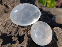 Polished Girasol Pearl Quartz Palm Stones x 12 From Ambatondrazaka, Madagascar