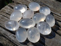 Polished Girasol Pearl Quartz Palm Stones x 12 From Ambatondrazaka, Madagascar - Toprock Gemstones and Minerals 