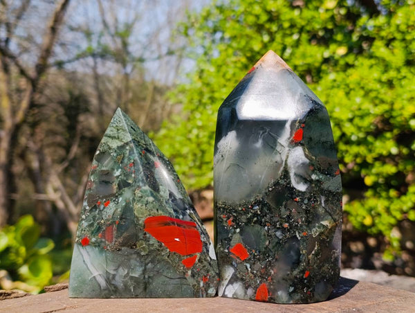 Polished Bloodstone Points x 3 From Swaziland