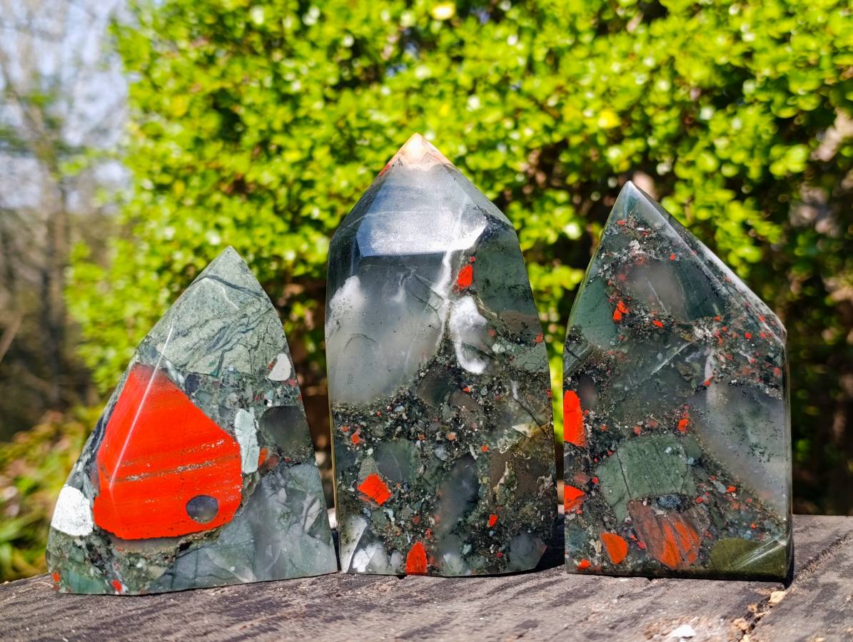 Polished Bloodstone Points x 3 From Swaziland - Toprock Gemstones and Minerals 
