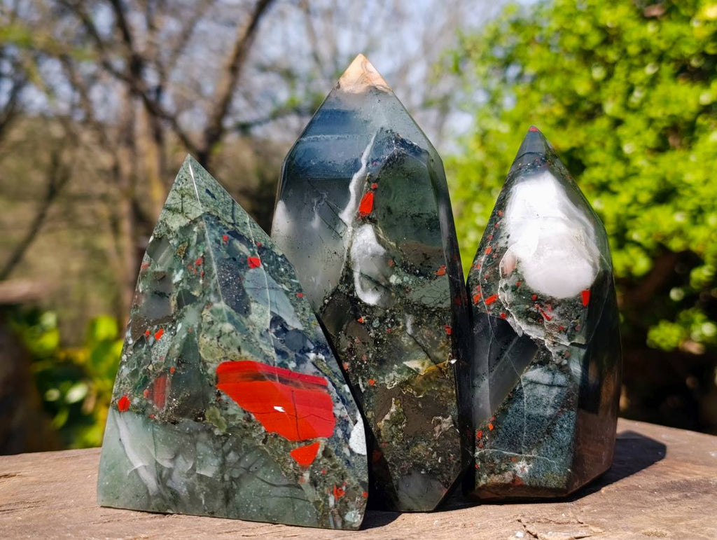 Polished Bloodstone Points x 3 From Swaziland - Toprock Gemstones and Minerals 