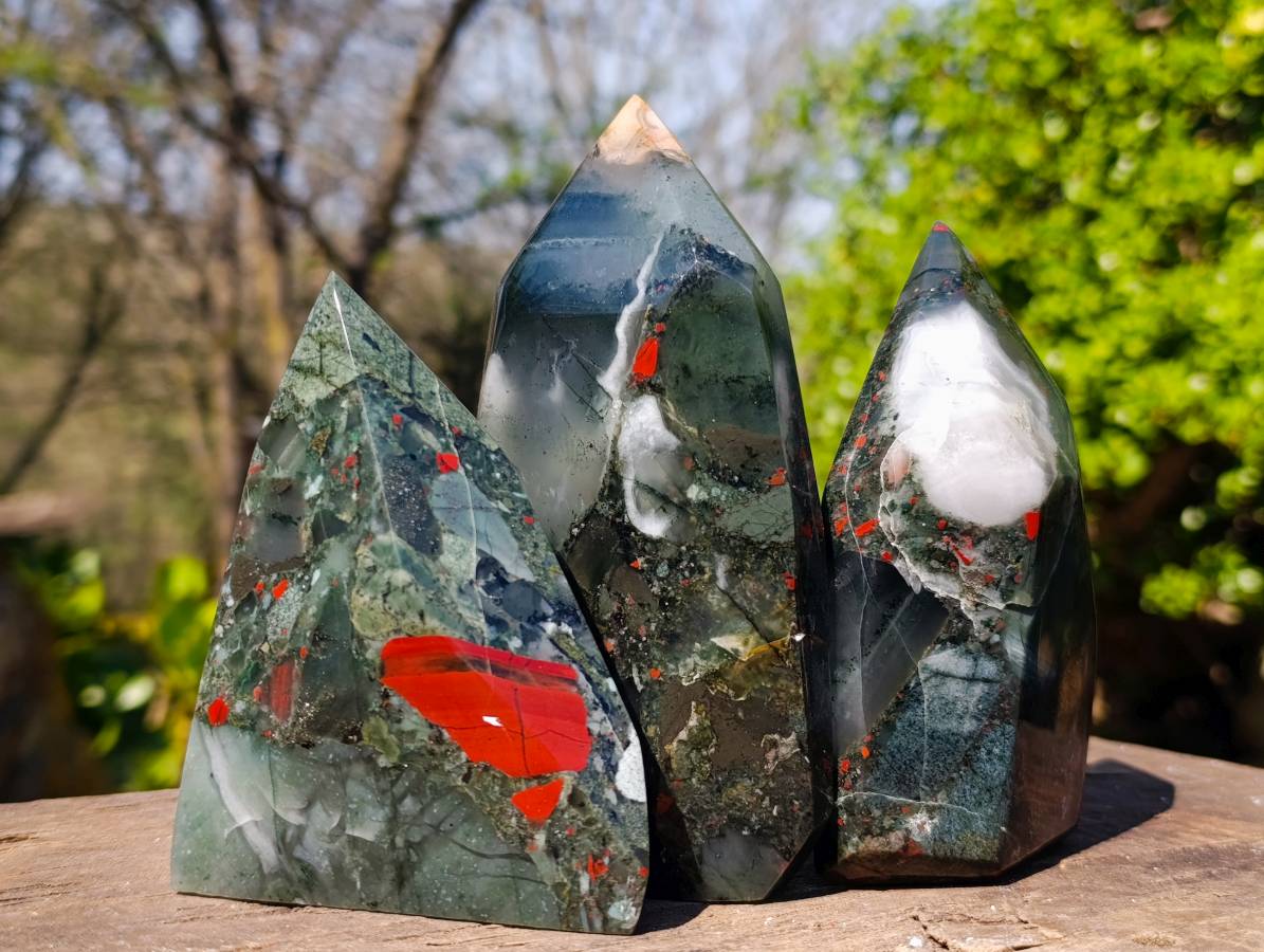 Polished Bloodstone Points x 3 From Swaziland - Toprock Gemstones and Minerals 