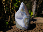 Polished Blue Lace Agate Standing Free Forms x 2 From Malawi - Toprock Gemstones and Minerals 