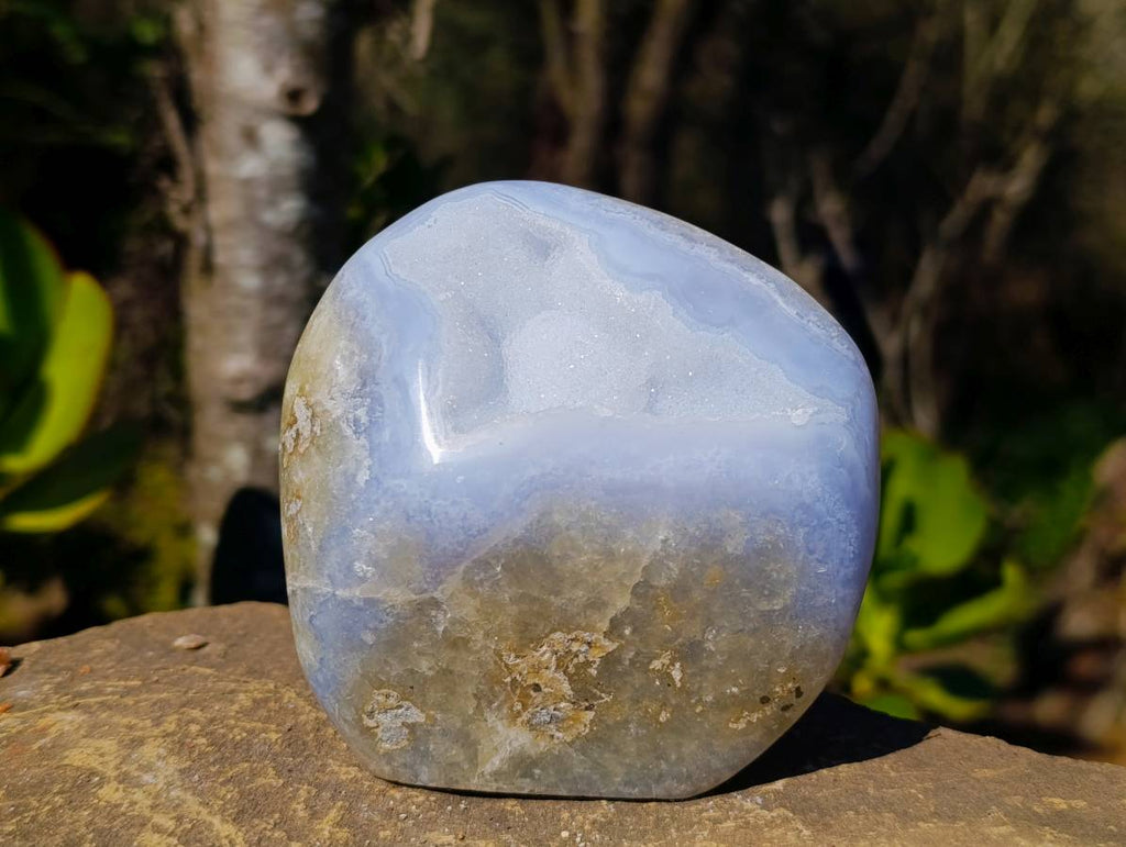 Polished Blue Lace Agate Standing Free Forms x 2 From Malawi - Toprock Gemstones and Minerals 