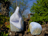 Polished Blue Lace Agate Standing Free Forms x 2 From Malawi