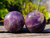 Polished Lepidolite with Pink Rubellite Palm Stones x 12 From Ambatondrazaka, Madagascar