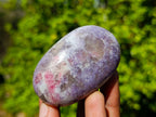 Polished Lepidolite with Pink Rubellite Palm Stones x 12 From Ambatondrazaka, Madagascar - Toprock Gemstones and Minerals 