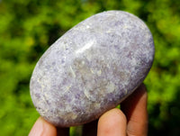 Polished Lepidolite with Pink Rubellite Palm Stones x 12 From Ambatondrazaka, Madagascar