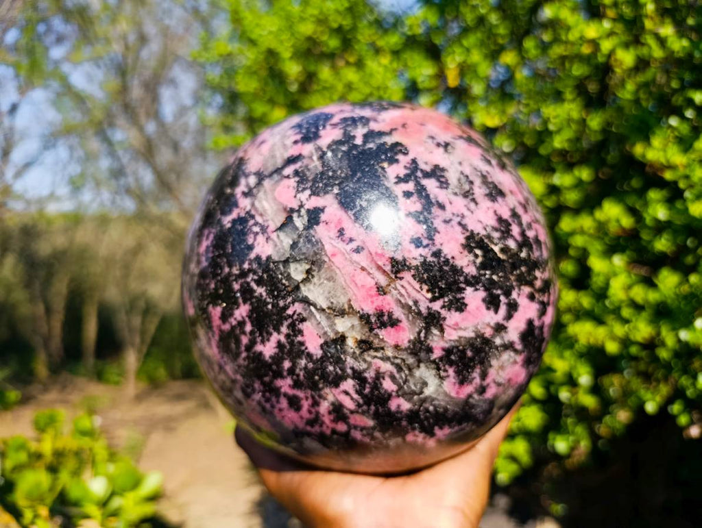Polished Rhodonite Sphere x 1 From Madagascar - Toprock Gemstones and Minerals 