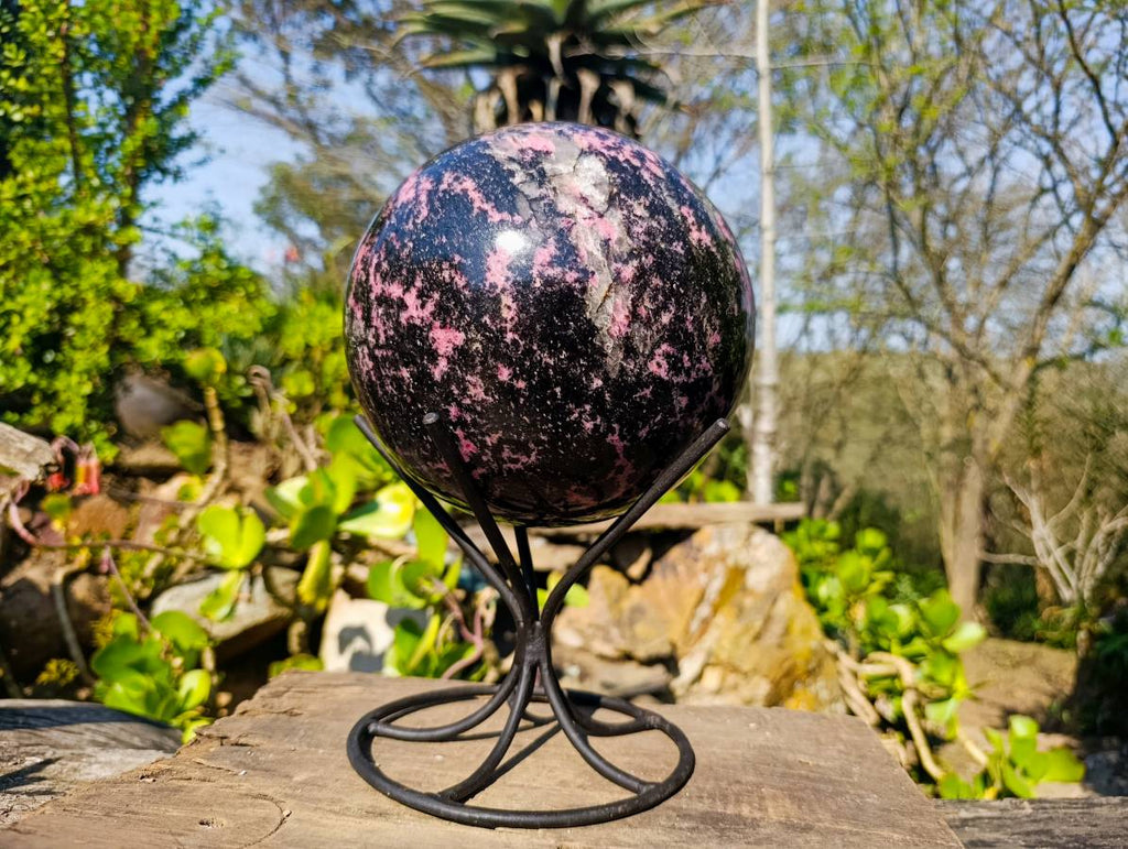Polished Rhodonite Sphere x 1 From Madagascar - Toprock Gemstones and Minerals 