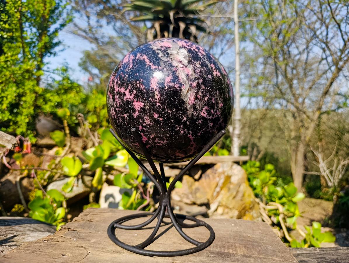 Polished Rhodonite Sphere x 1 From Madagascar - Toprock Gemstones and Minerals 