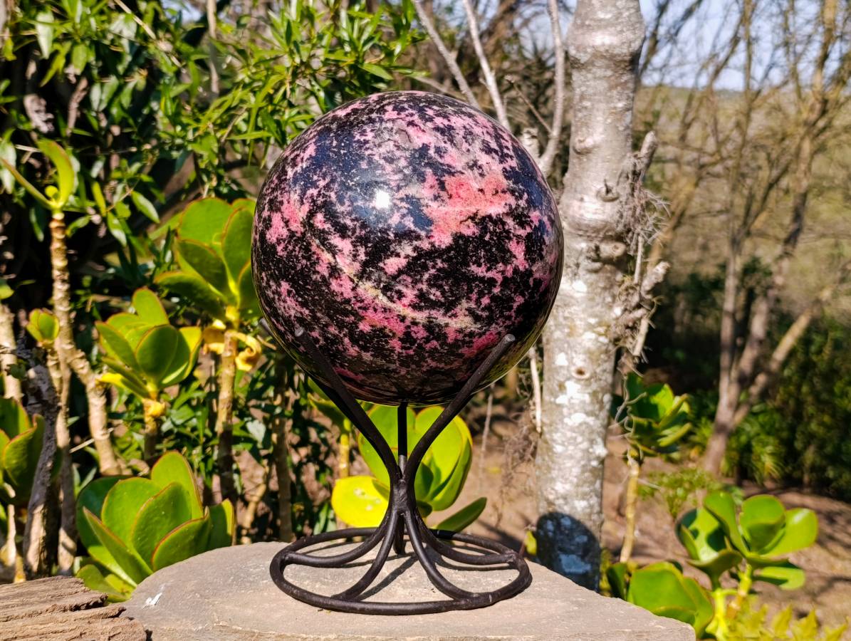 Polished Rhodonite Sphere x 1 From Madagascar - Toprock Gemstones and Minerals 