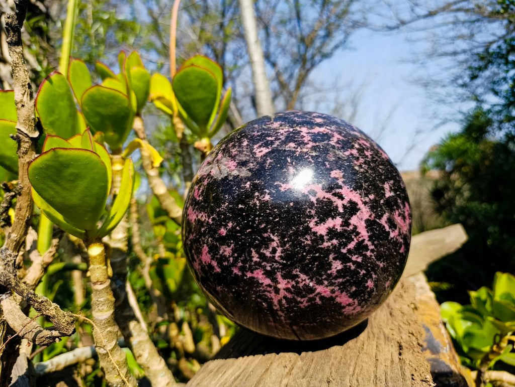 Polished Rhodonite Sphere x 1 From Madagascar - Toprock Gemstones and Minerals 
