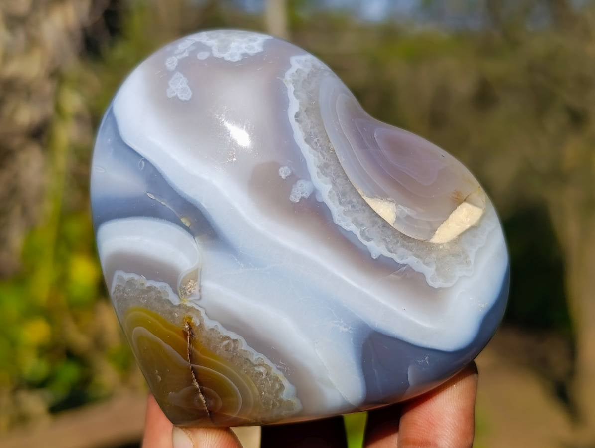 Polished Agate Hearts x 3 From Madagascar - Toprock Gemstones and Minerals 