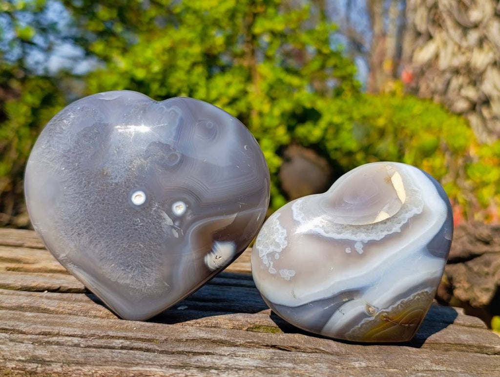 Polished Agate Hearts x 3 From Madagascar - Toprock Gemstones and Minerals 