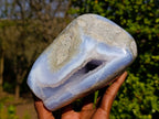 Polished Blue Lace Agate Standing Free Form x 1 From Malawi - Toprock Gemstones and Minerals 